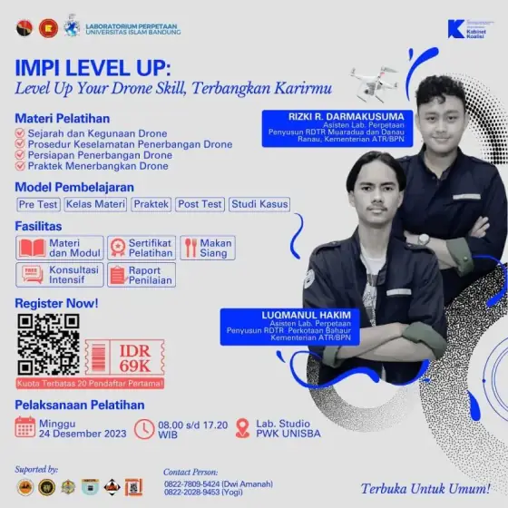 Poster for IMPI Level Up, a drone training at the UNISBA planning studio, 24 December 2023